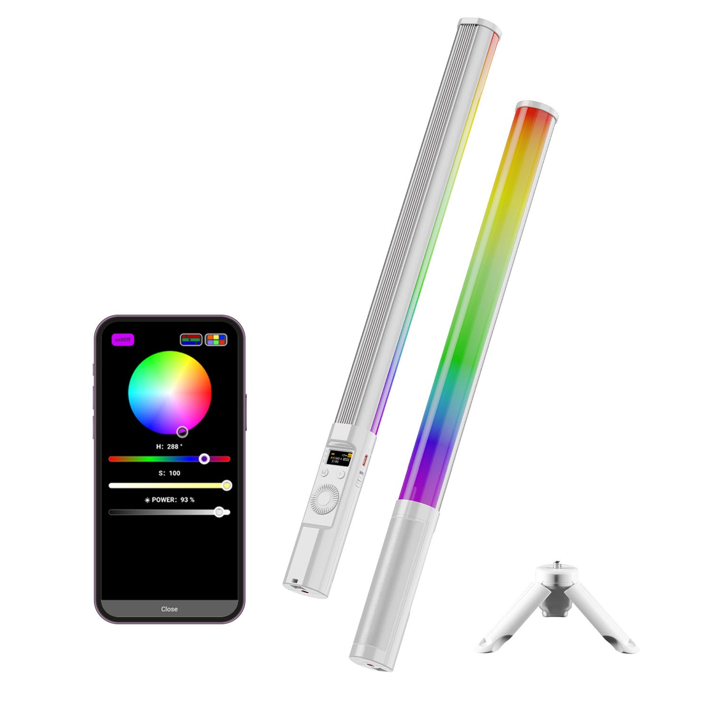 HF-225 RGB LED Stick Light 12W, 2500-9900K, App Control, 24 FX, 3000mAh, Type-C