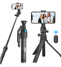 HIFFIN HTR-34 Selfie Stick Tripod, 29” Professional Tripod with Wireless Remote, Portable Travel Tripod Stand Compatible with Smartphones & Cameras for Vlogging/Video Recording/Live Streaming