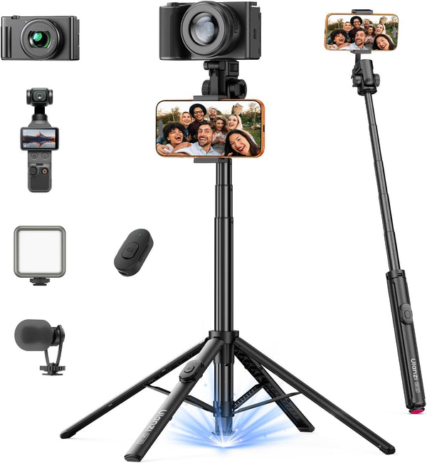 ULANZI SK32 Selfie Stick w Remote, 71''Auto Open & Lift-Close Phone Tripod