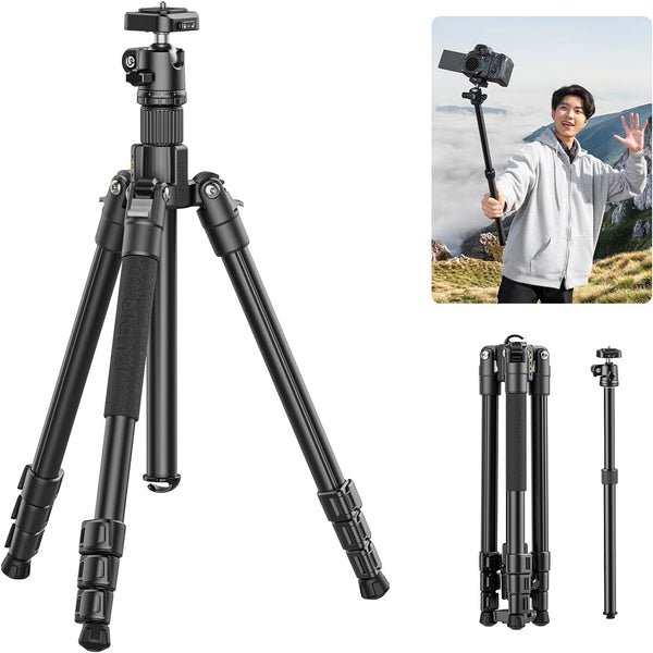 ULANZI TT53 Camera Tripod, 70.8” Travel, Heavy Duty Foldable, 360° Ball Head UKA Plate