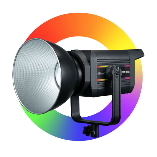 COB-150P 150W RGB LED Video Light 2800K-6800K, 11 FX Modes, 9800Lm Brightness, Remote Control, 220V Power Supply