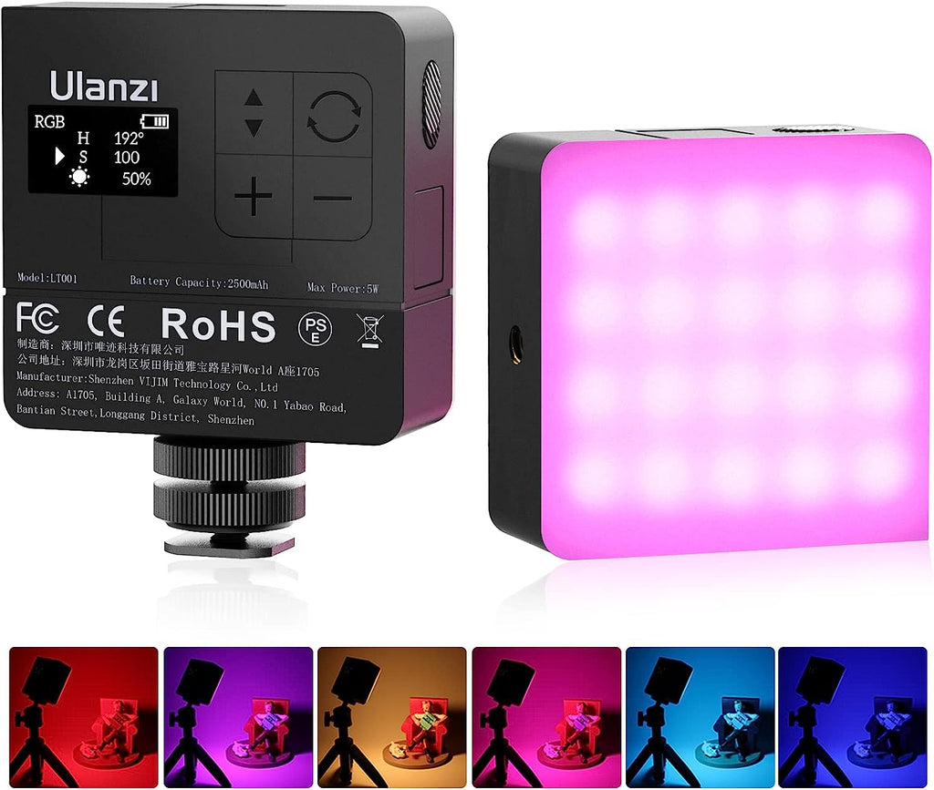 ULANZI VL49 Pro RGB Video Light, Mini Rechargeable LED Camera 360° Full Color Portable,2500-9000K Dimmable LED Panel Lamp w LCD Display,Photography Lighting Support Magnetic Attraction