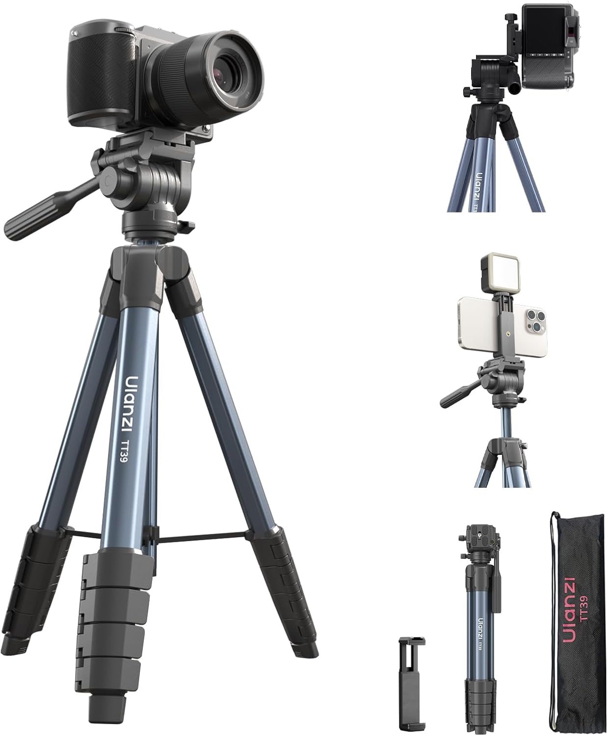 ULANZI TT39 Tripod 61" Vertical/Horizontal, Phone & DSLR, Adjustable