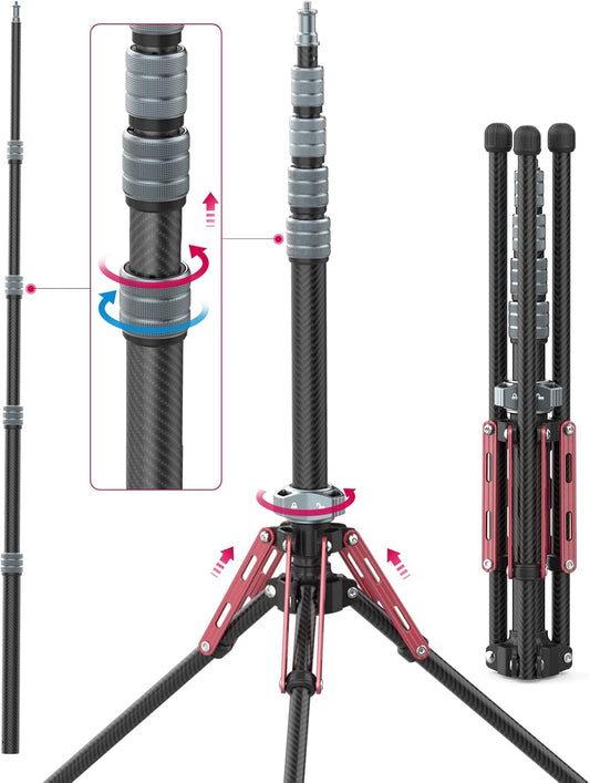 ULANZI MT-49 Carbon Fiber Light Stand, 194cm Tripod for Flash/Camera/Phone