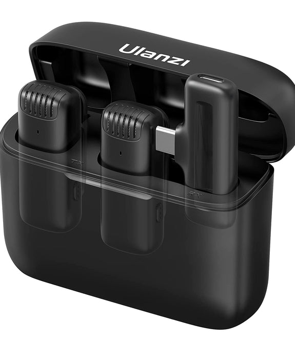 ULANZI J12 Wireless Lavalier Omnidirectional Microphone for USB C Phone, 2-in-1 Plug-Play Mic with Charging Case