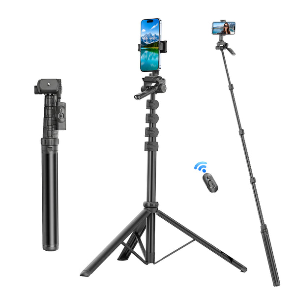 H25 Selfie Stick Tripod, Adjustable Aluminium Alloy, Wireless Remote, Phone Holder