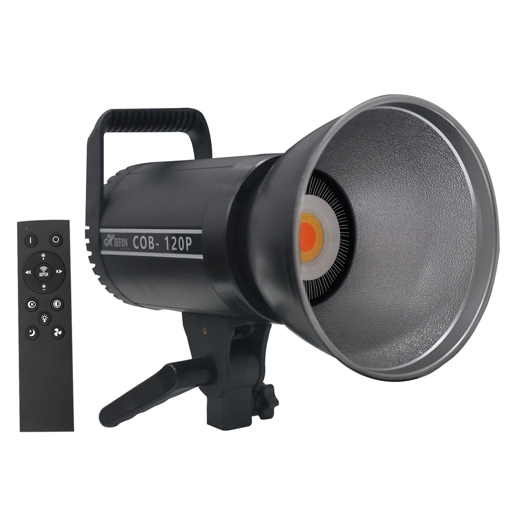 HIFFIN COB-120P Professional 120W LED Video Light for Studio Film Recording, 3200K-5600K Dimmable with Remote Control, Widely Used for Photography and Videography