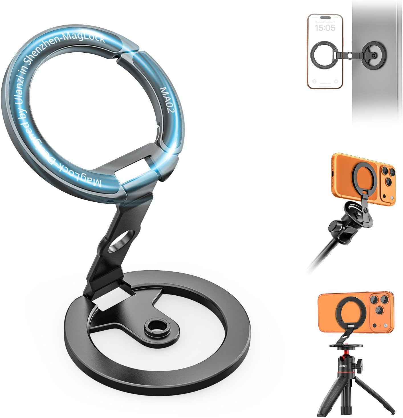 ULANZI MA02 Magnetic Gym Phone Holder, Foldable Tripod Mount for MagSafe