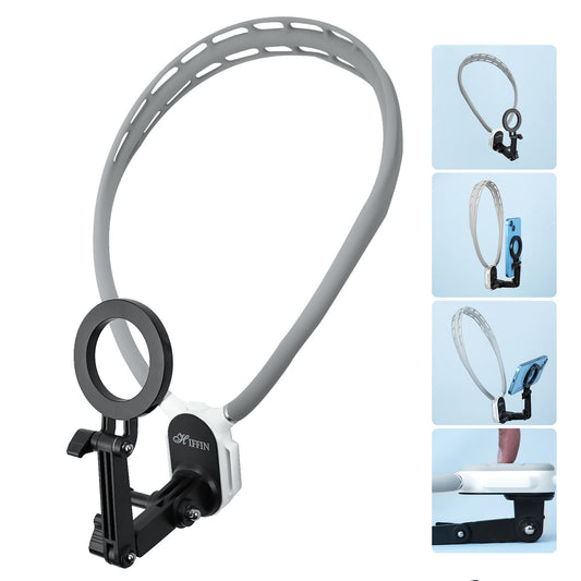 Magnetic Neck & Chest Mount | 360° POV Vlog Holder with Quick-Release Grip, IPhone & Android