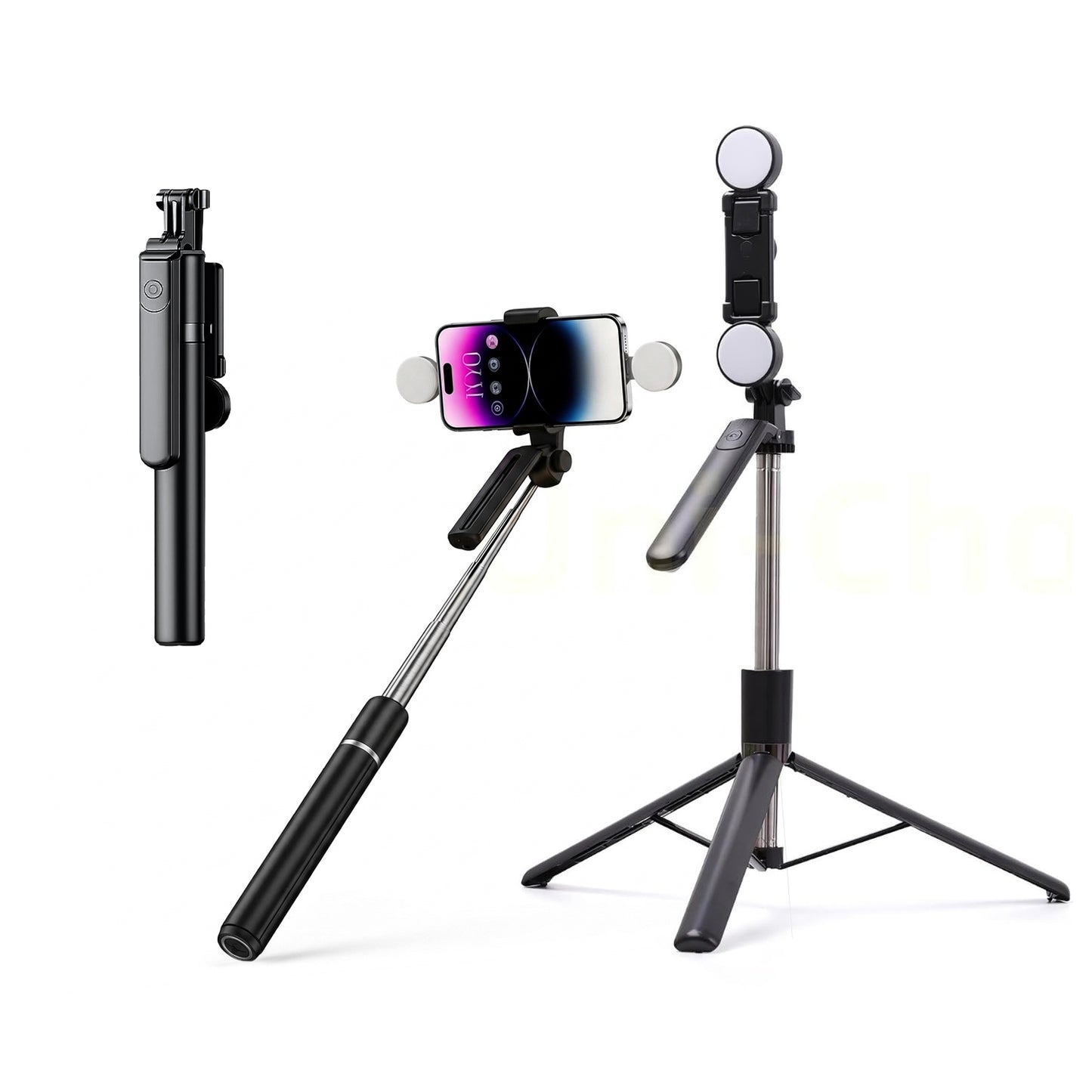 HF-16K 4-in-1 Selfie Stick Tripod w/ LED, 3 Modes, Remote