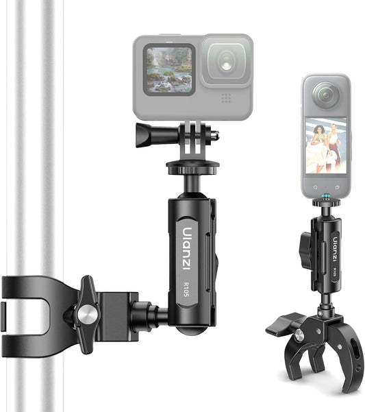 ULANZI R105 Super Clamp with 360° Dual Ballhead Arm, Y-Claw Mount for GoPro, Insta360, DJI