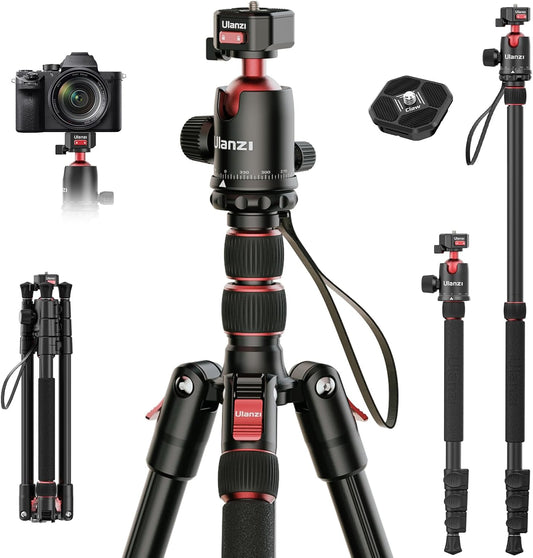 ULANZI TT31 72.4" Tripod/Monopod, 33lb Load, QR Plate, 360° Head for DSLR/Video
