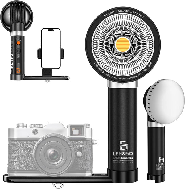 LENSGO 40SHB 40W Bi-Color Video Light, CRI96+, 8 Effects, Softbox, Rechargeable