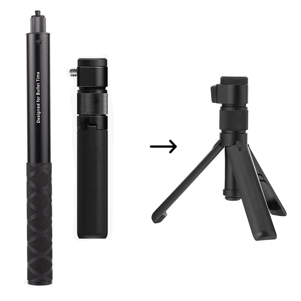 HIFFIN 3 in 1 Invisible Bullet Time Handle Kit with Foldable Tripod Extension Monopod Rod for Insta 360 X3 / Insta 360 ONE X 2 / Insta360 ONE X/Go Pro Series Accessories