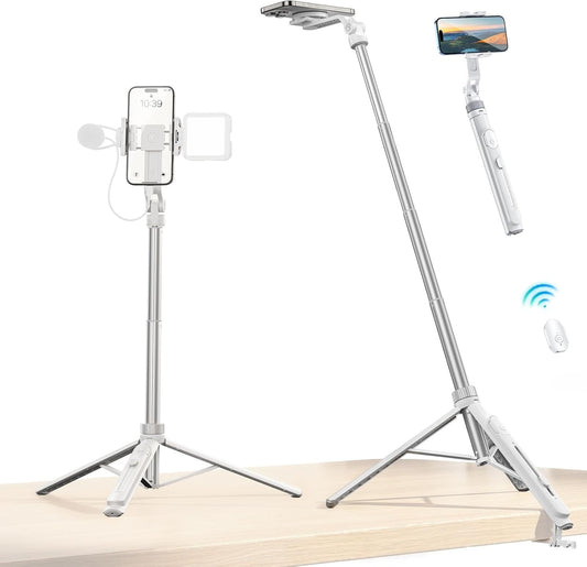 ULANZI TT88 Magnetic Tripod 57" Selfie Stick w/ Remote & Cold Shoes - White