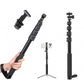 ZP001 5Ft Extendable Selfie Stick, 153cm 5-Section Monopod, 1/4" Screw & Shoe Mount, Mobile/GoPro Holder, Black