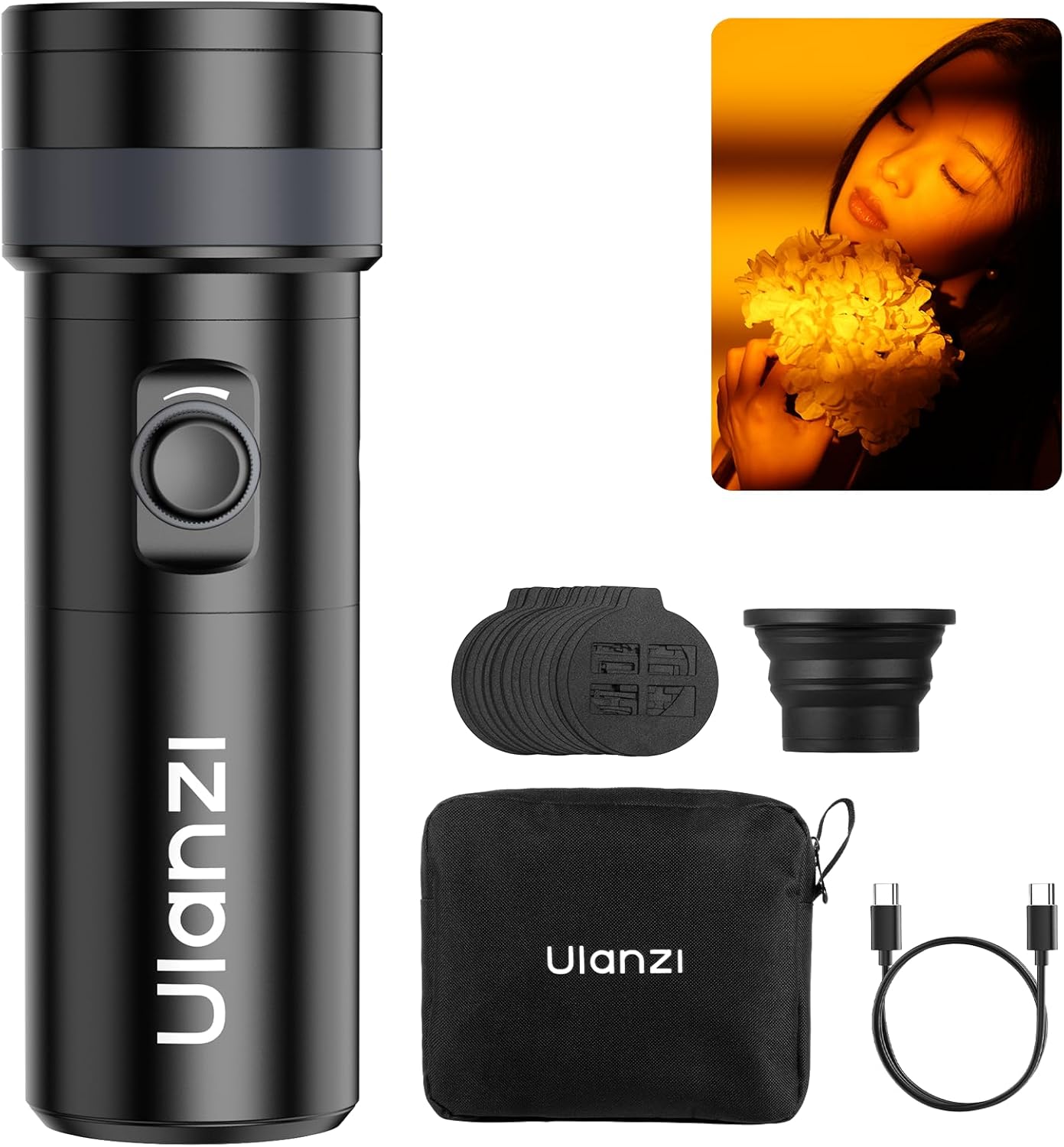 ULANZI LM01 RGB 7500mAh Portable LED Light w/ 20 Filters & Zoom Spotlight