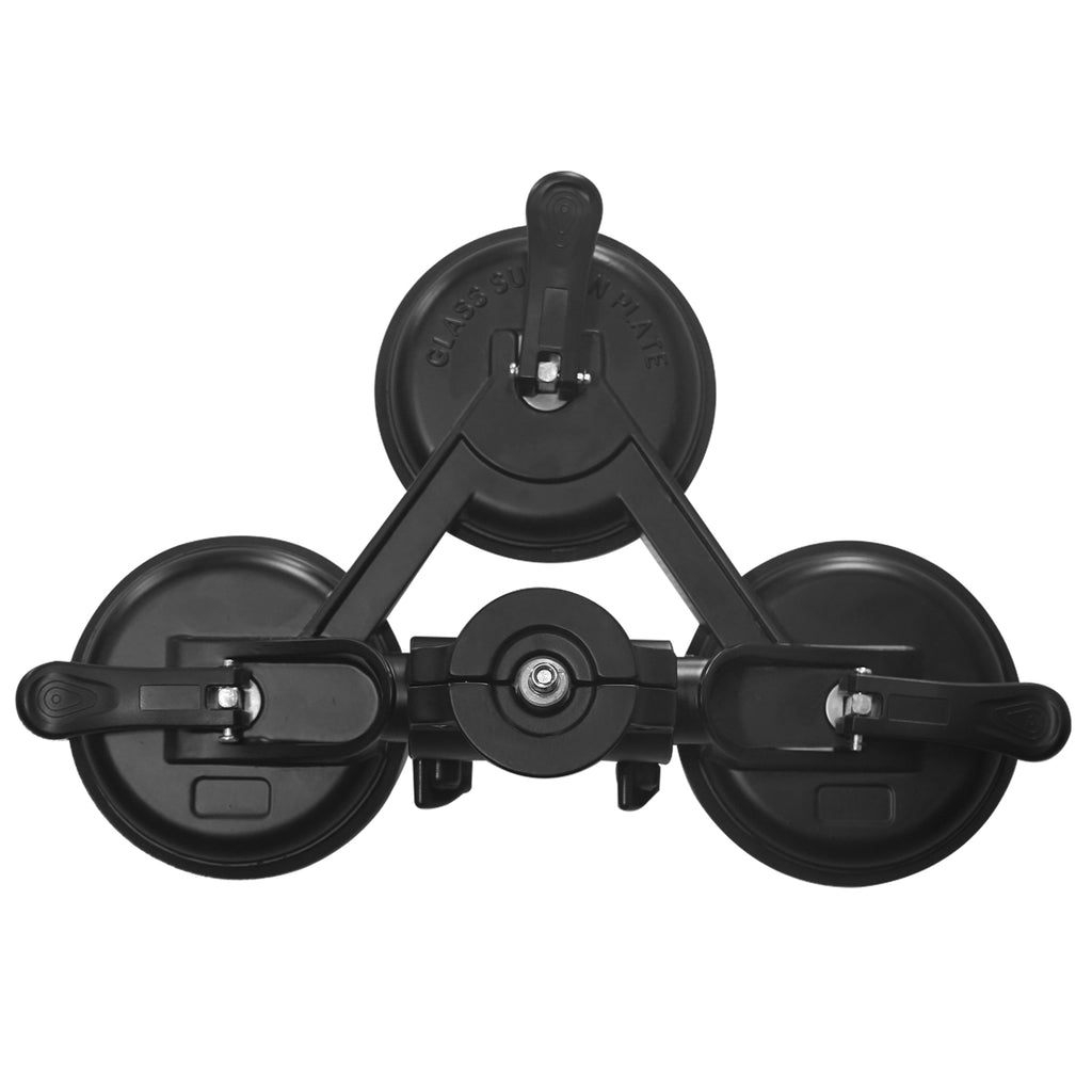HIFFIN Universal Triple Camera Suction Cup Mount Holder with 1/4" and 3/8" Screws and Compatibility with Cameras, DSLRs, Camcorders, Ball Heads & More