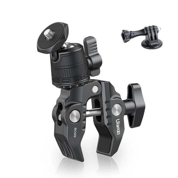 ULANZI R099 Super Clamp Camera Mount with 360° Ballhead for Bike/Bicycle/Motorcycle Handlebar Pole Tripod Tube Crossbar Gimbal Rods Mount