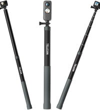 TELESIN G3 Long Selfie Stick Pole (Upgraded 118"/3M), Carbon Fiber Lightweight Waterproof Extension Monopod