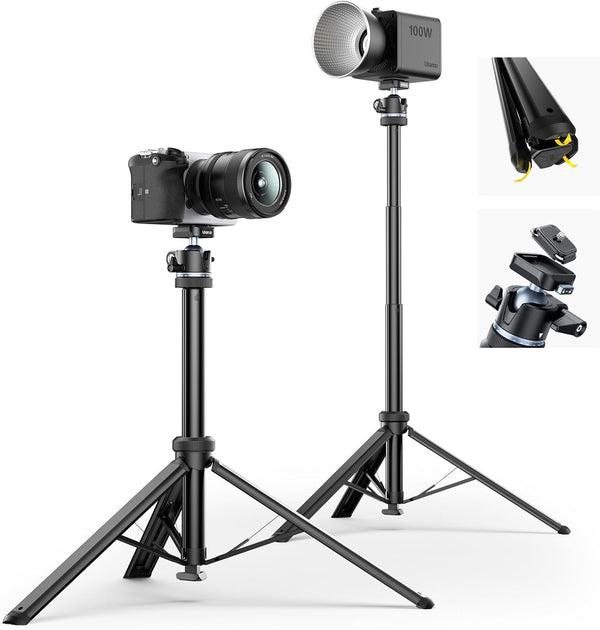 ULANZI MT93 1/4" Light Stand Tripod, 63" Adjustable, Auto-Open, UKA Quick-Release Ball Head