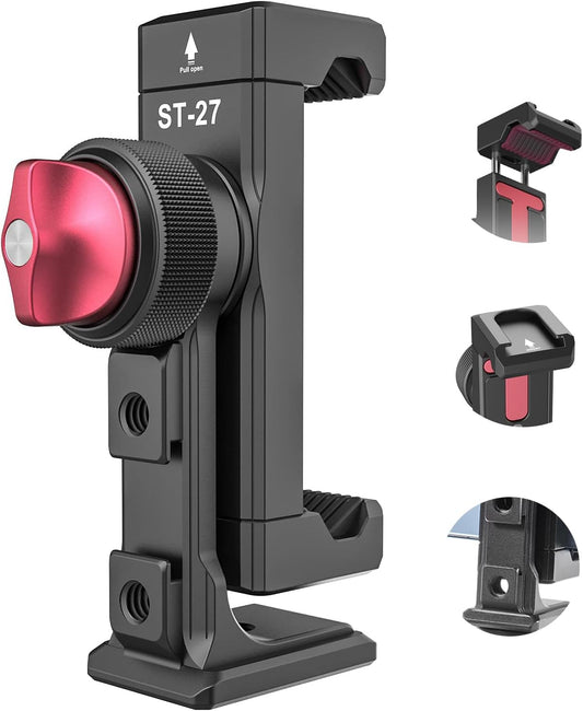 ULANZI ST-27 Phone Tripod Mount, 360° Metal Holder, 3 Cold Shoes, Arca, iPhone 17/16
