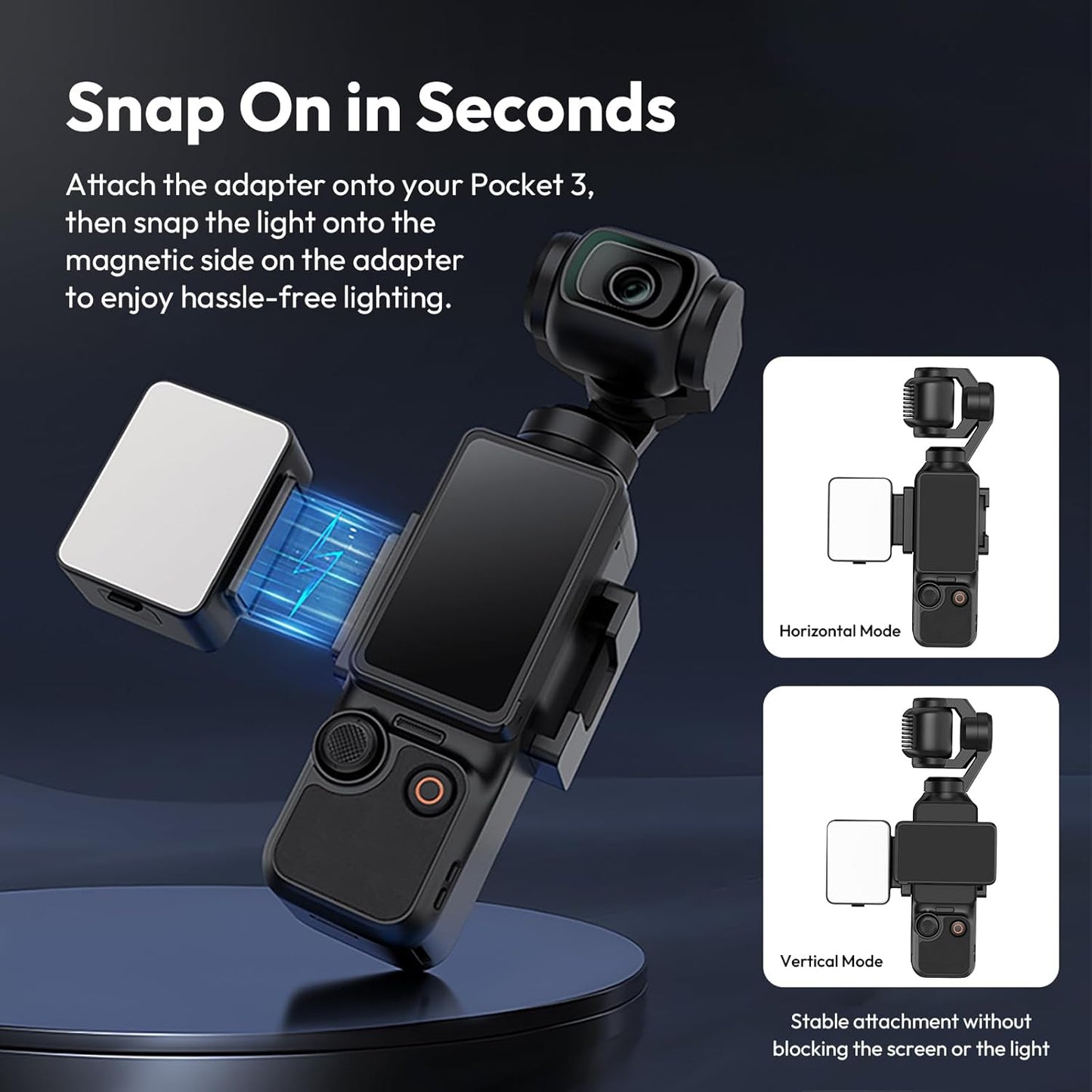 ULANZI LM001 Magnetic Mini Light for DJI Osmo Pocket 3, 2W USB-C, 500mAh, 5800K, CRI≥95, IPX4, 3-Level Brightness