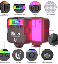 Ulanzi VL49 RGB Video Lights, LED Camera Light, 2000mAh Rechargeable CRI 95+ 2500-9000K Dimmable Panel Lamp Support Magnetic