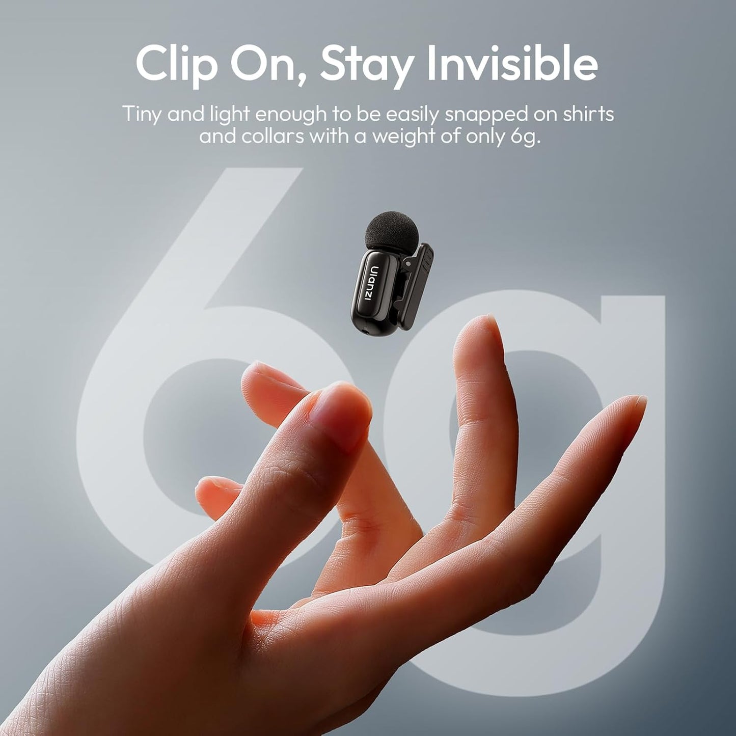 ULANZI A200 Mini Wireless Lapel Mic, USB-C Plug-Play, 48kHz, Noise Cancel, 100m, 30H