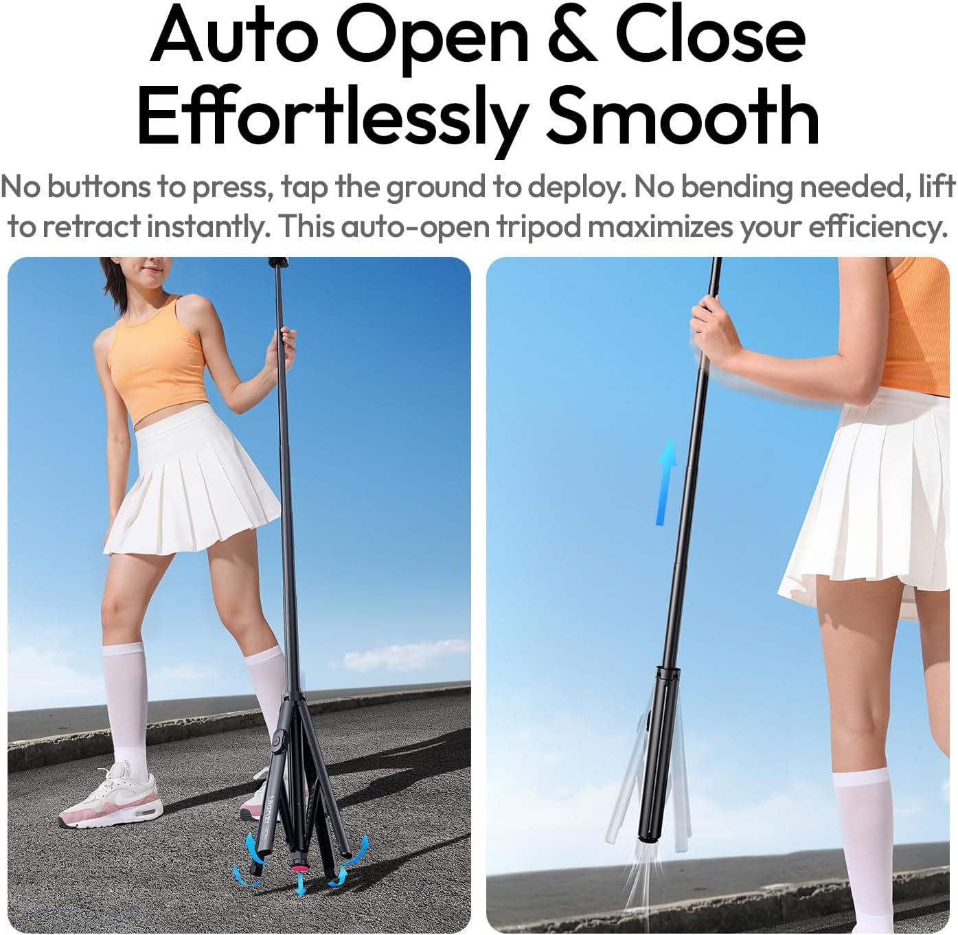 ULANZI SK-21,  71'' Magnetic Selfie Stick Tripod w Remote, Auto Open