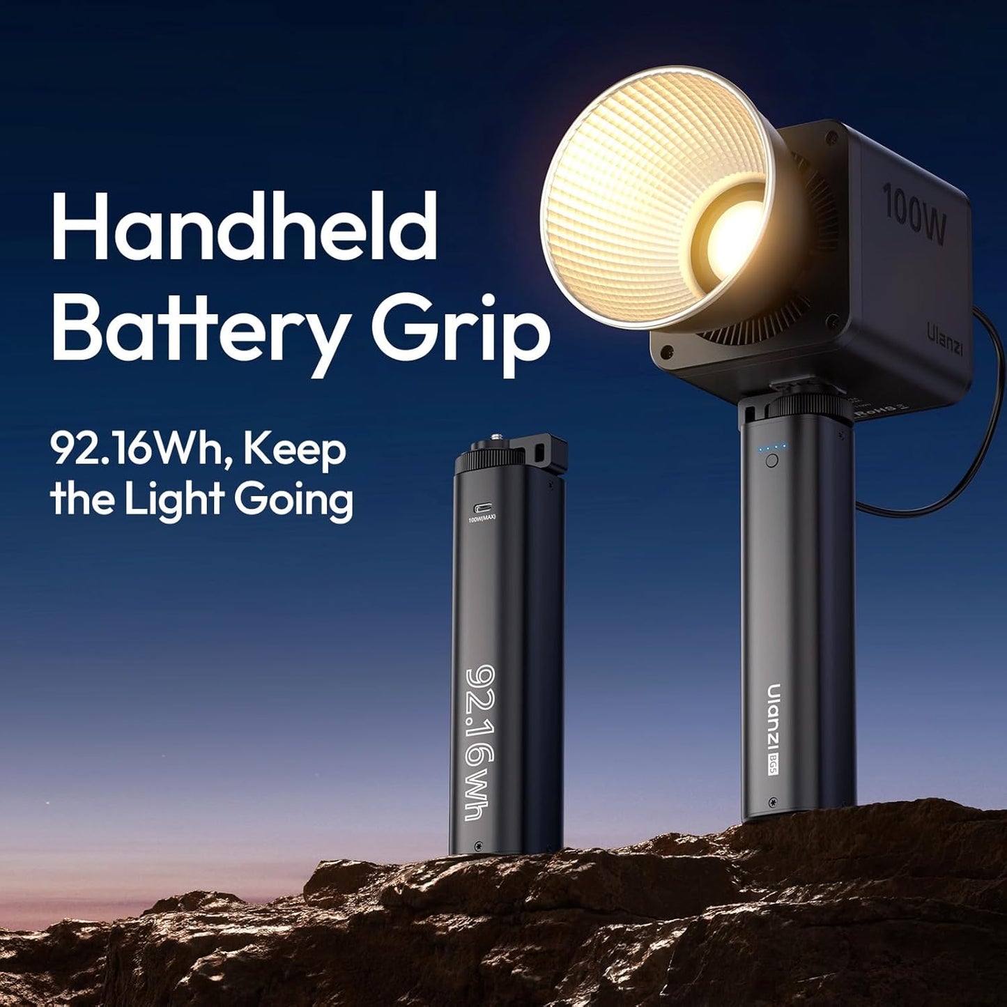 ULANZI BG5 Handheld 92.16Wh Battery Grip & 100W PD Power Bank for Sony/Canon/Nikon/GoPro