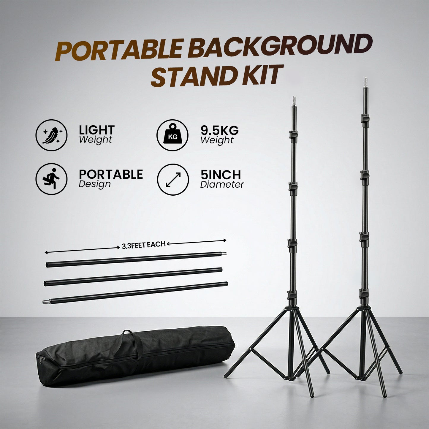 HIFFIN Studio Background Support Kit for Backdrop Photography and Videography (14ft X 10ft) | Portable and Foldable Stand Kit with Carry Bag