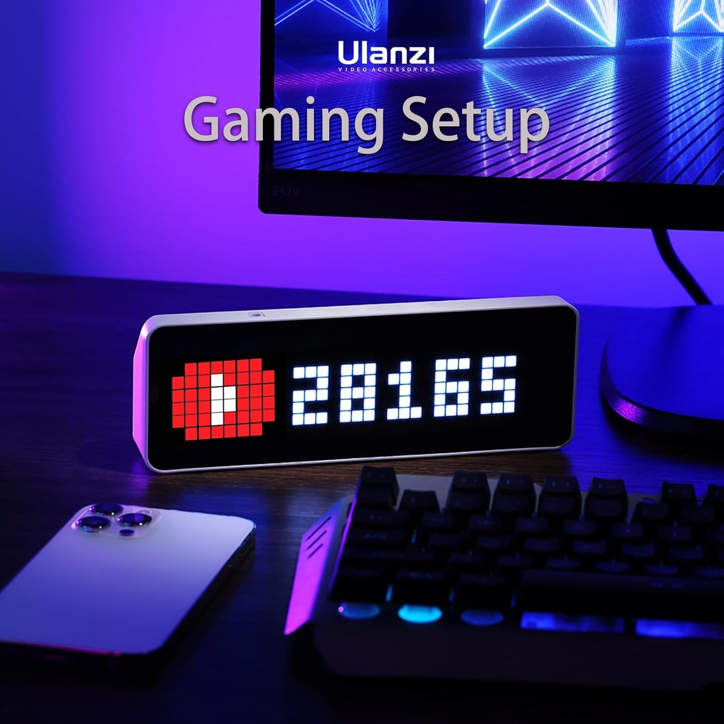 ULANZI TC001 Smart Pixel Clock, Social Media Counter