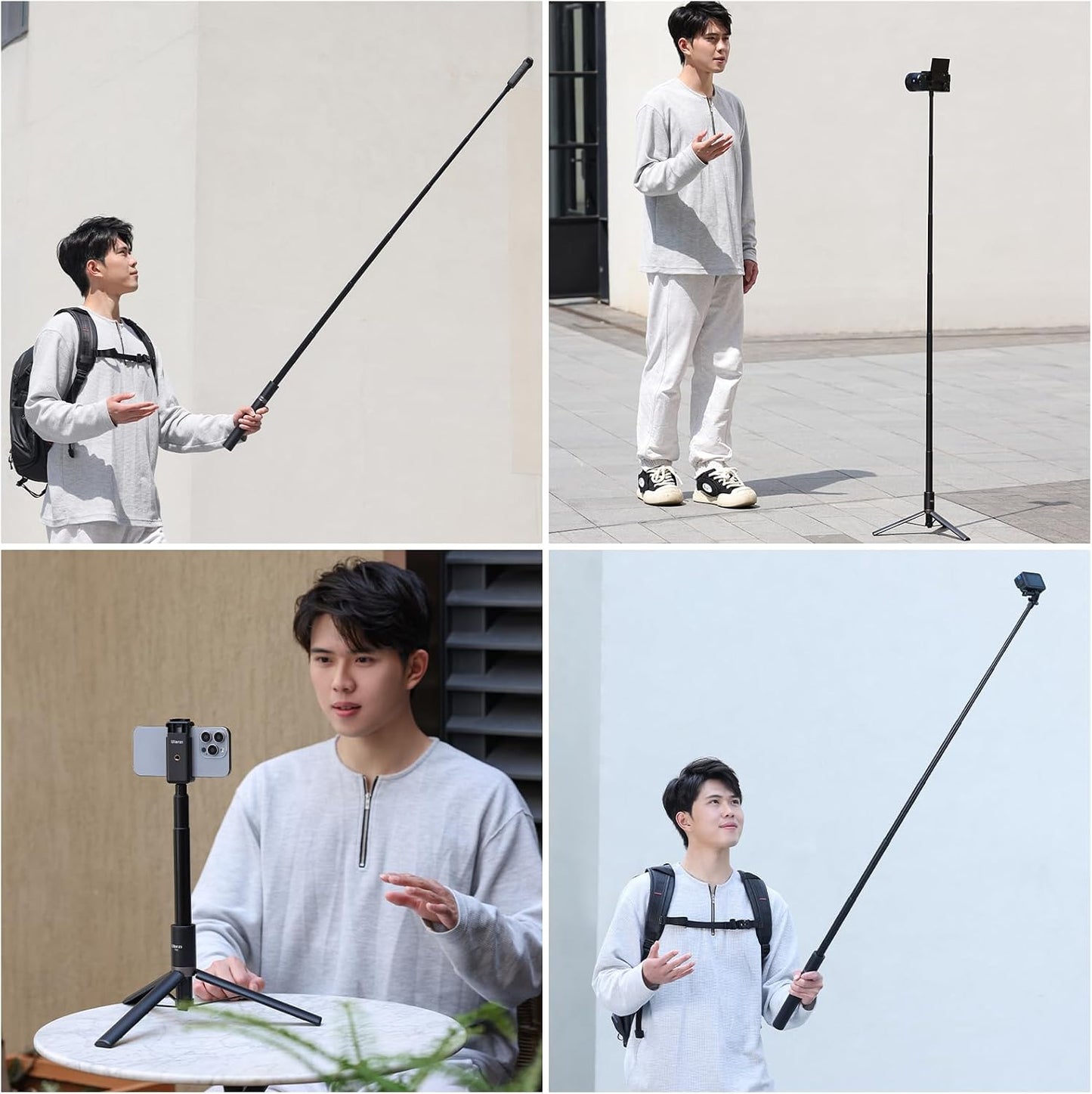 ULANZI TT52 59" Invisible Selfie Stick Tripod Extendable with Stand Legs