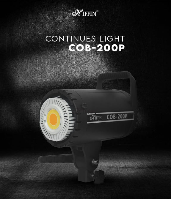 HIFFIN COB-200P Professional 200W LED Video Light for Studio Film Recording, 2800K-5600K Dimmable with Remote Control, Widely Used for Photography and Videography