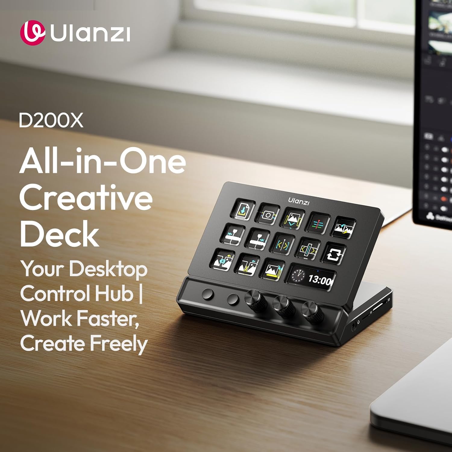 ULANZI D200X Stream Controller 14 LCD Keys & 8-in-1 USB-C Hub 4K
