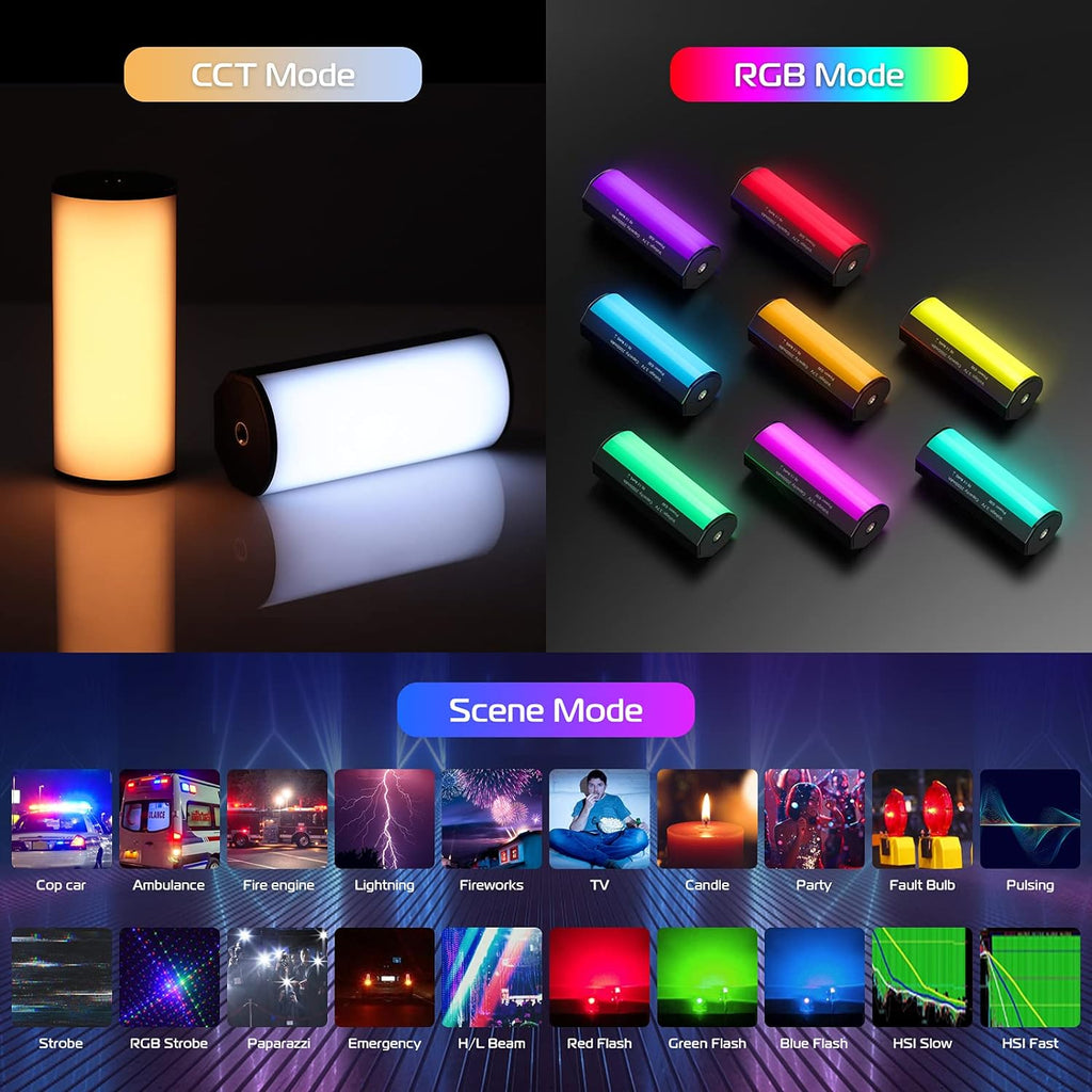ULANZI Handheld Light Wand, 360° RGB LED Video Light, 2000mAh Rechargeable Mini Light Stick, 2500-9000K Dimmable Camera Light