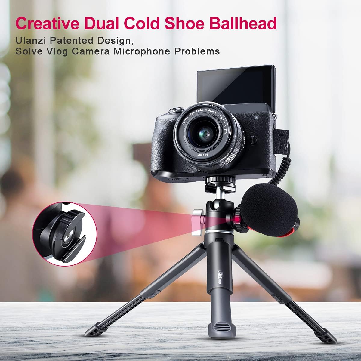 ULANZI Mini Tripod 360° Ball Head Cold Shoe Extendable Vlog Camera Stand ( U60 + MT14)