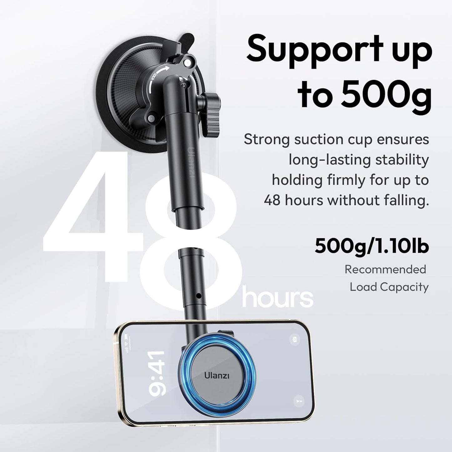ULANZI ZJ06 MagSafe Suction Mount, Extendable Stand for iPhone 16–12, Car Use
