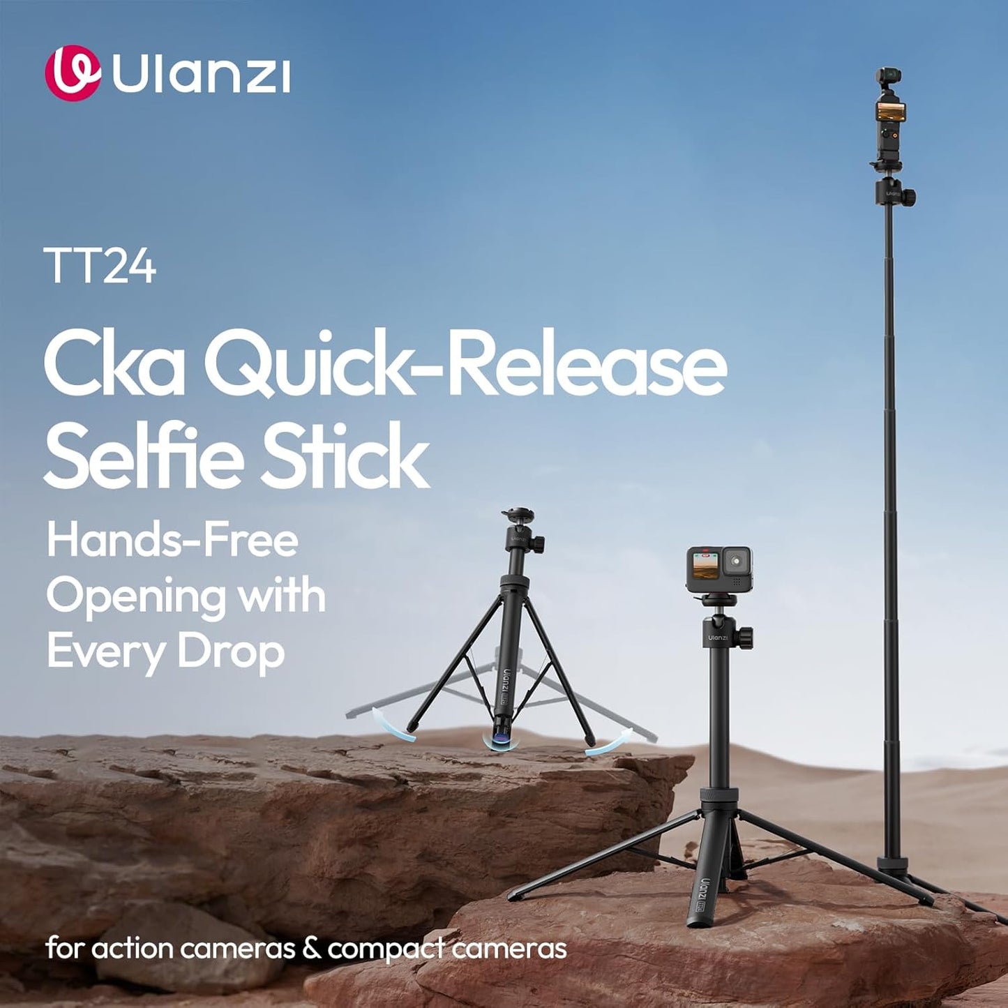 Ulanzi TT24 Tripod, CKA Quick for DJI Pocket 3/Osmo Action/GoPro/Insta360