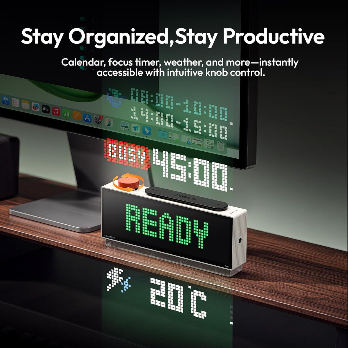 ULANZI TC002 Pixbar Smart Pixel Clock WiFi Pixel Art Digital Desk Alarm