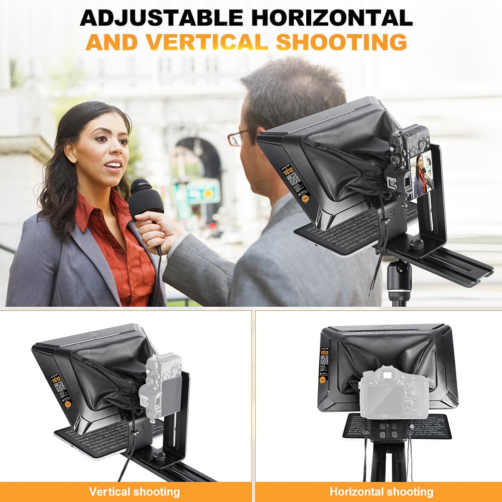 LENSGO TC12,12." Teleprompter for Camera/iPhone/iPad/DSLR w/ Remote, iOS/Android