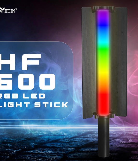 HIFFIN HF-600 Portable RGB LED Stick Light, 2500K-9900K Adjustable, 25 Fx Light Effect, 5200mah Battery