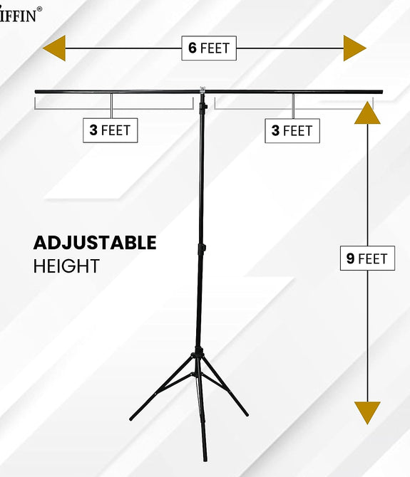 HIFFINT-Shape 9x6 Ft. Backdrop Stand ,6ft Wide 9ft Tall Adjustable Background Support System Kit Heavy Duty Thicken Photo Backdrop Stand for Parties...