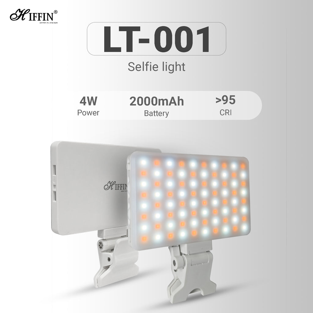 HIFFIN LT-001 Selfie Light, 80 LED Rechargeable Selfie Light, 3 Lights & Infinite Adjustment Modes, 2000mAh Battery Selfie Light for Smartphones, Laptop, Makeup, Livestreaming, Vlogging