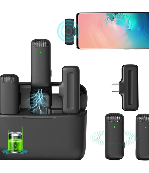 ULANZI J12 Wireless Lavalier Omnidirectional Microphone for USB C Phone, 2-in-1 Plug-Play Mic with Charging Case
