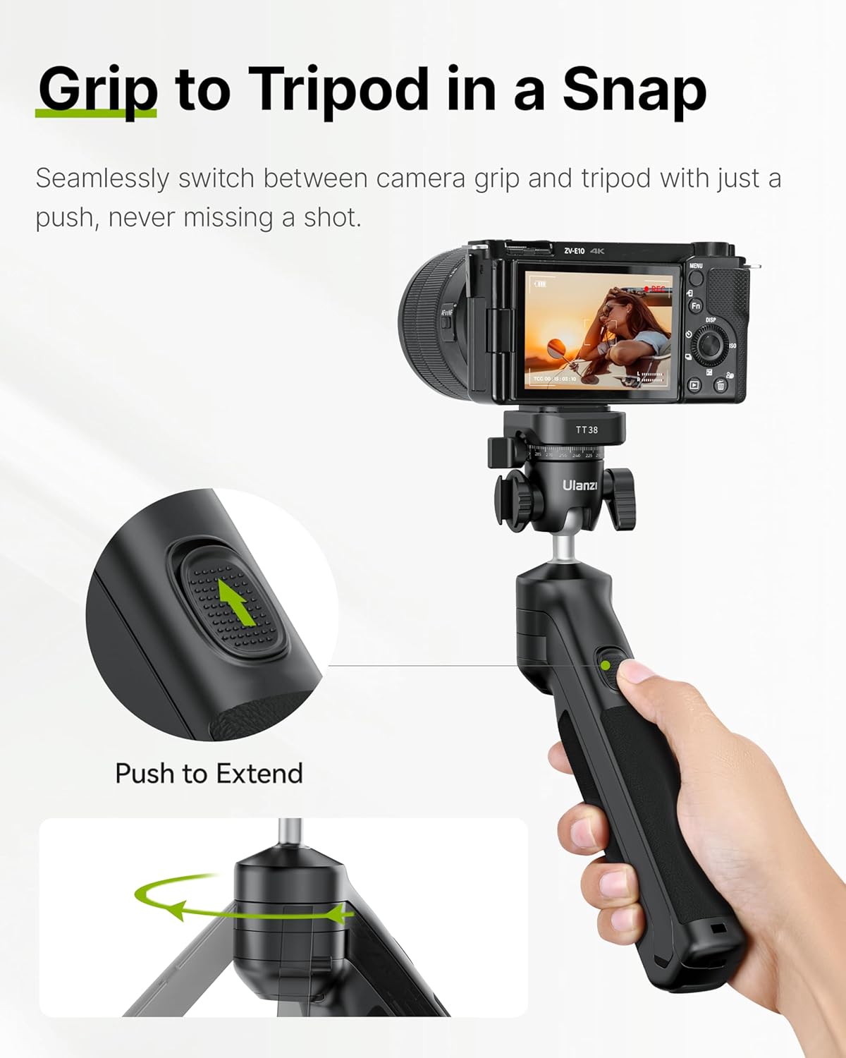 ULANZI TT38 Mini Tripod w/ Uka F38 QR for DJI/Insta360/Sony, Tabletop Stand