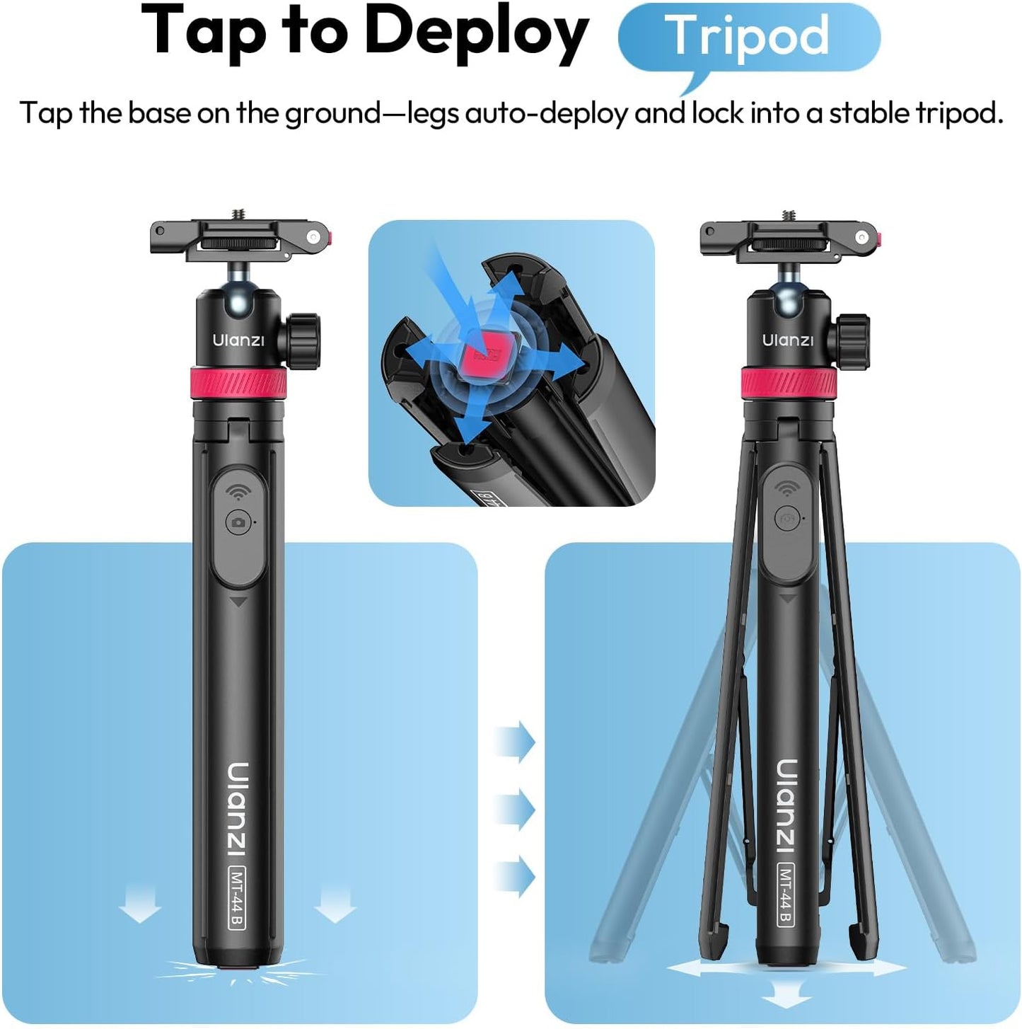 ULANZI MT44B Auto Pop Tripod 59" w Remote, Dual Mount, 360° Head