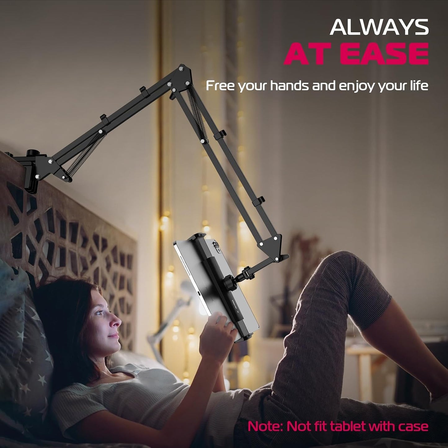 ULANZI T2 Adjustable Tablet Holder, Carbon Steel Desk Clamp for 4.6–12.9" Devices