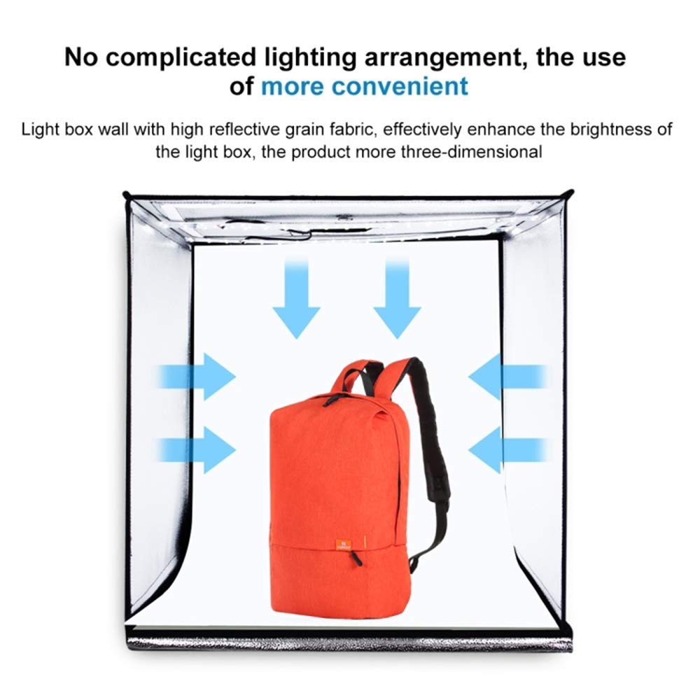 HIFFIN 60X60Cm Professional Photo Studio Portable Light Tent with Two Magnet Led Strips